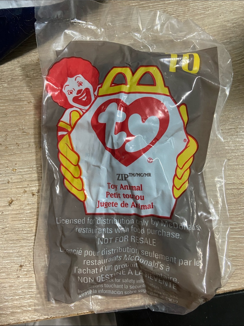 NEW 1998 McDonalds TY Zip the Black Cat White Paws Green Eyes Beanie Babies